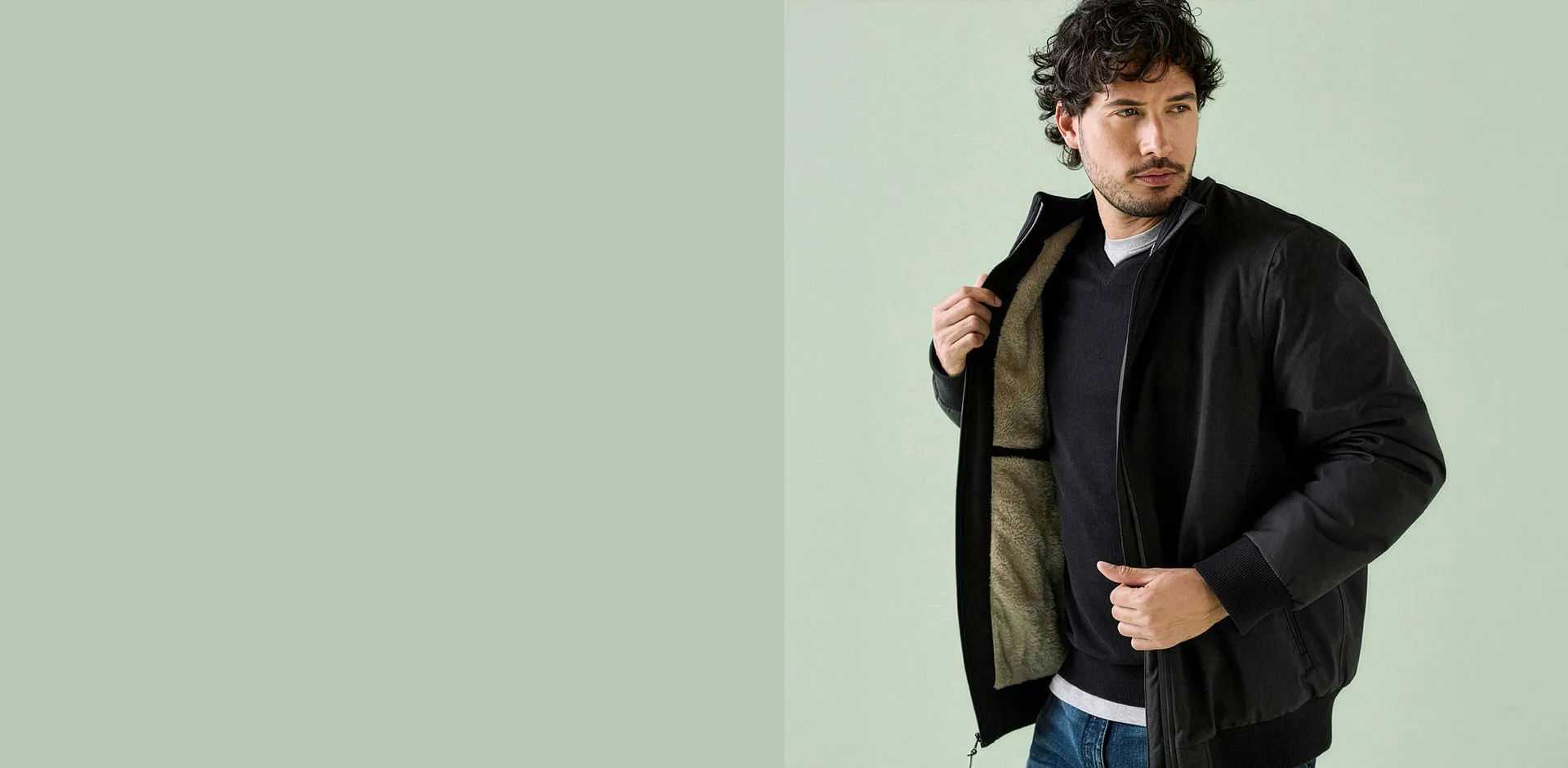 Homme - Blouson d’hiver imperméable avec doublure polaire chaude - noir/gris pierre