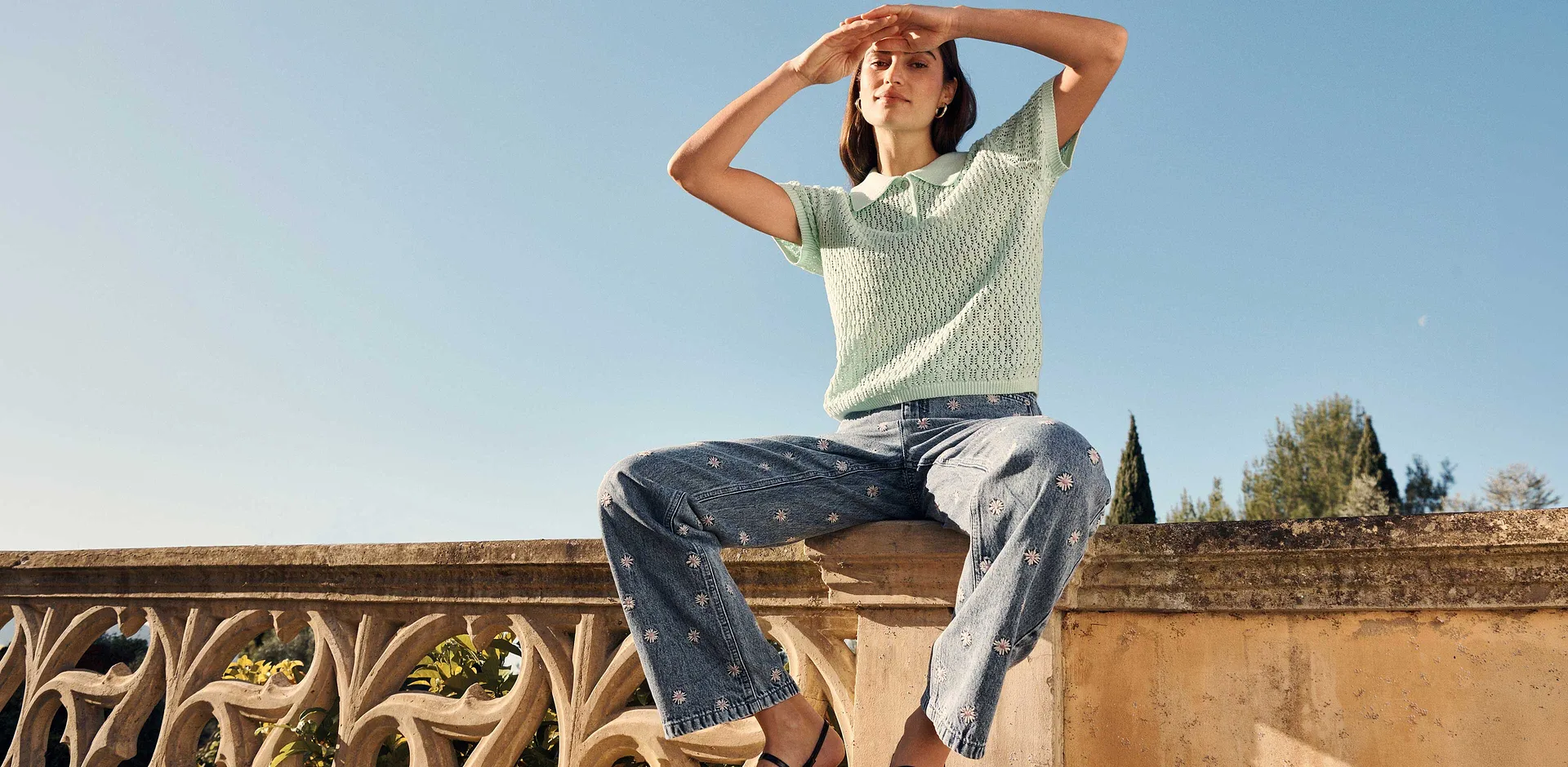 Damen - Straight-Jeans High Waist - hellblau denim used