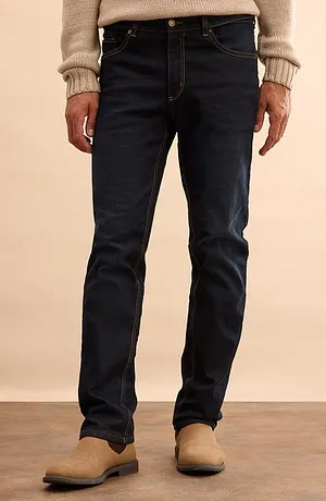 Herren - Thermo Regular Fit Stretch-Jeans mit weichem Jersey-Futter und Komfortbund, Straight - dunkelblau denim