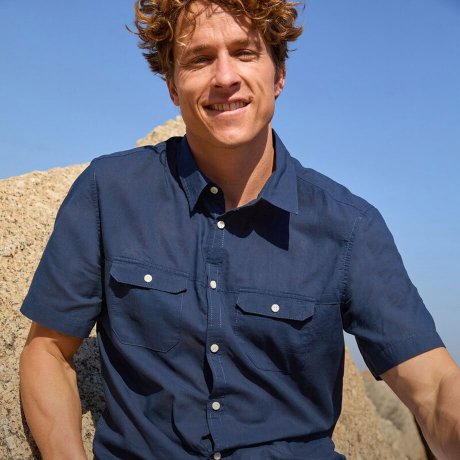 Homme - Chemise manches courtes légère - bleu foncé
