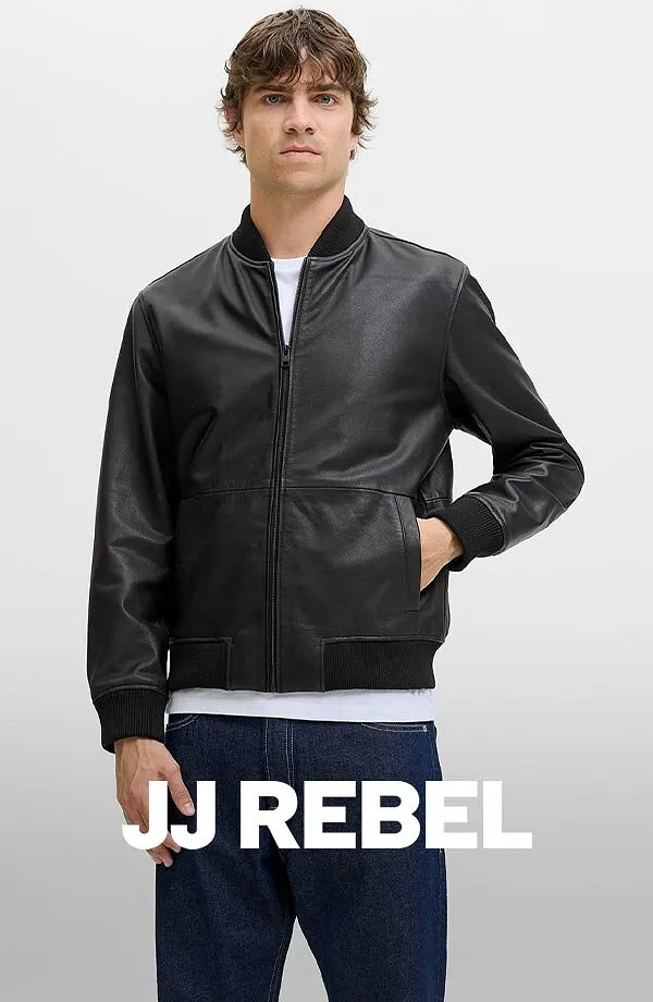 Homme - Veste bomber en cuir JJ REBEL - noir