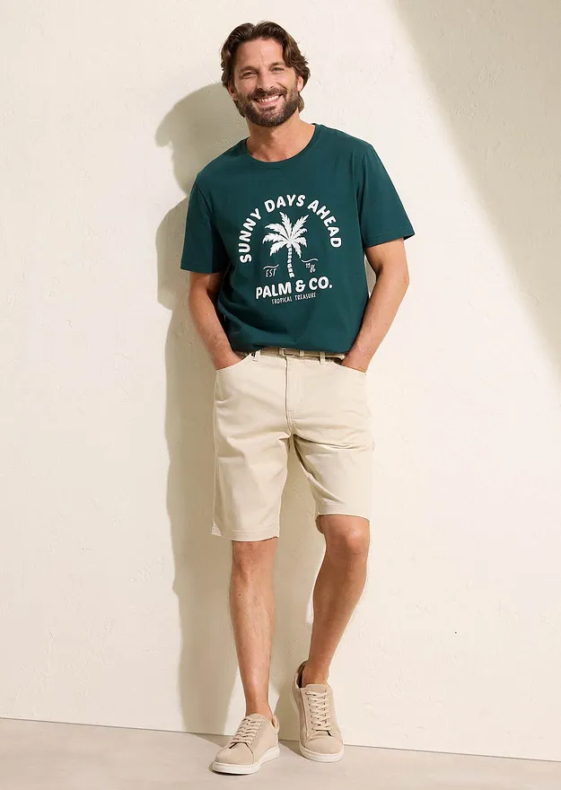 Herren - T-Shirt aus reiner Baumwolle - tiefgrün bedruckt