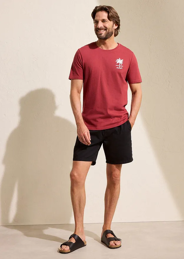 Herren - T-Shirt aus reiner Baumwolle - wüstenrot bedruckt