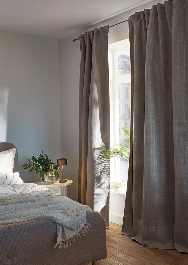 Maison & Jardin - Lot de 2 rideaux obscurcissants texturés - gris