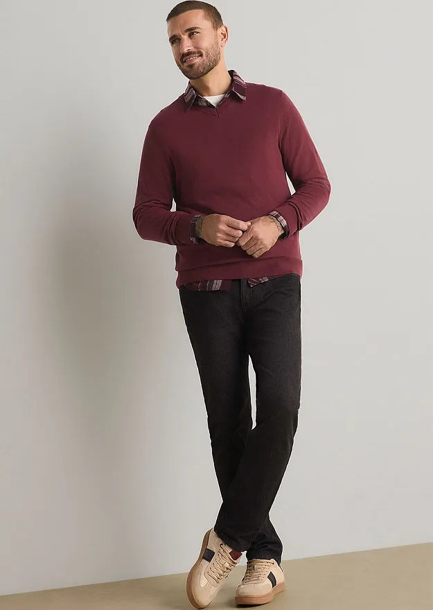 Homme - Jean Regular Fit à taille élastiquée, droit - noir vintage