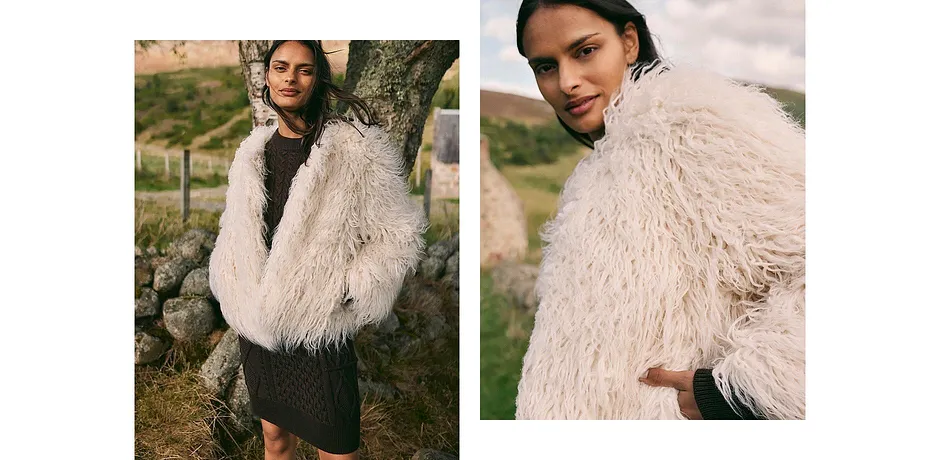 Femme - Veste peluche oversize - blanc nacré