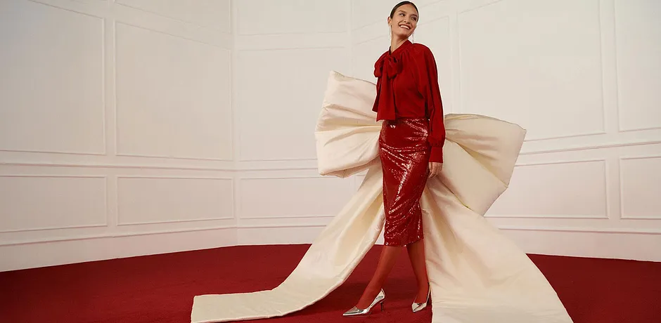 Damen - Schluppenbluse - chillirot