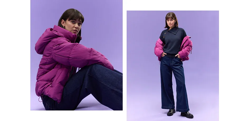 Femme - Doudoune courte - fuchsia foncé