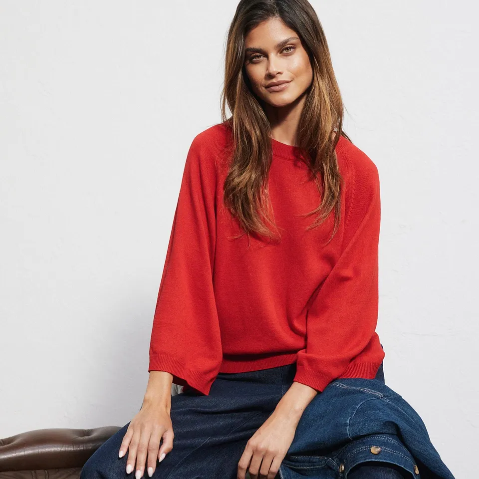 Im Trend - Oversized Feinstrickpullover - salsarot