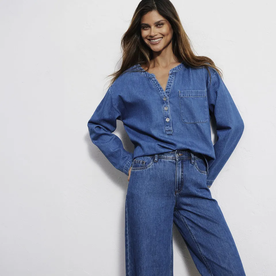 Tendance - Blouse en jean - bleu denim used