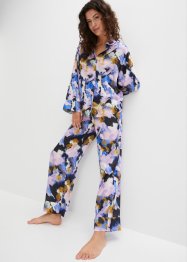 Gewebter oversized Pyjama aus mattem Satin mit Knopfleiste, bpc bonprix collection