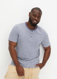 T-shirt col Henley manches courtes en coton avec imprimé minimaliste, bpc bonprix collection