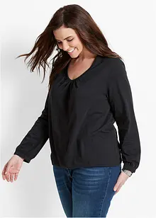 Langarmshirt mit Gummizug aus reiner Baumwolle, bonprix Langarmshirt mit Gummizug aus reiner Baumwolle, bonprix
