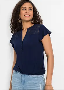 T-shirt col tunisien en viscose extensible, bonprix T-shirt col tunisien en viscose extensible, bonprix