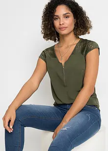 Shirt mit Spitzeneinsatz, bonprix Shirt mit Spitzeneinsatz, bonprix