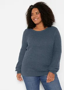 Pull en maille texturée de coton mélangé, bonprix Pull en maille texturée de coton mélangé, bonprix