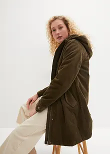 Warmer Cord-Parka mit Teddy-Futter in der Kapuze, in A-Linie, bonprix Warmer Cord-Parka mit Teddy-Futter in der Kapuze, in A-Linie, bonprix