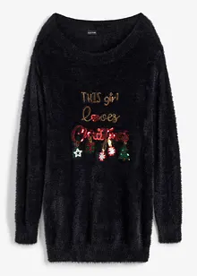 Pull épaules dégagées avec motif de Noël, bonprix Pull épaules dégagées avec motif de Noël, bonprix