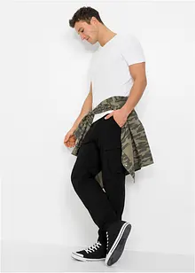 Pantalon taille extensible avec poches cargo, droit et regular, bonprix Pantalon taille extensible avec poches cargo, droit et regular, bonprix