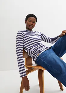 Gestreiftes Langarmshirt mit Stickerei, bonprix Gestreiftes Langarmshirt mit Stickerei, bonprix