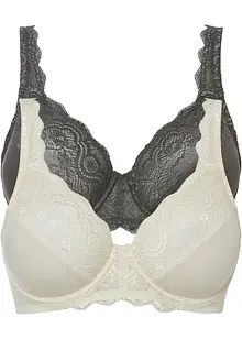 Lot de 2 soutiens-gorge à armatures et dentelle, bonprix Lot de 2 soutiens-gorge à armatures et dentelle, bonprix