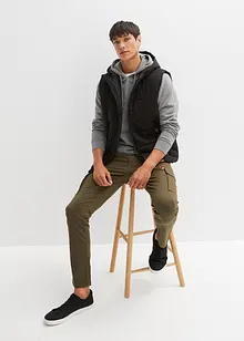 Steppweste mit Kapuze und Lederimitat-Details, bonprix Steppweste mit Kapuze und Lederimitat-Details, bonprix