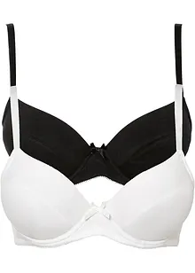 Lot de 2 soutiens-gorge push-up coton avec armatures, bonprix Lot de 2 soutiens-gorge push-up coton avec armatures, bonprix