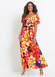 Maxikleid mit Volant und Gürtel, bonprix Maxikleid mit Volant und Gürtel, bonprix