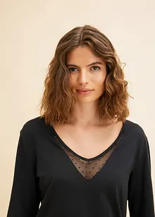 Chemise de nuit en coton avec empiècements dentelle, bonprix Chemise de nuit en coton avec empiècements dentelle, bonprix