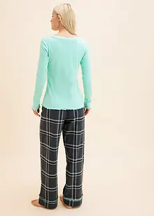 Pyjama avec un haut côtelé et un pantalon en flanelle, bonprix Pyjama avec un haut côtelé et un pantalon en flanelle, bonprix