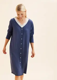 Chemise de nuit boutonnée en coton et dentelle, bonprix Chemise de nuit boutonnée en coton et dentelle, bonprix
