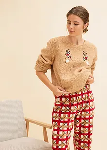 Pyjama en polaire avec haut brodé, bonprix Pyjama en polaire avec haut brodé, bonprix