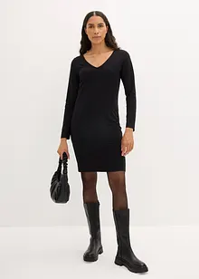 Jerseykleid mit V-Ausschnitt (2er Pack), bonprix Jerseykleid mit V-Ausschnitt (2er Pack), bonprix