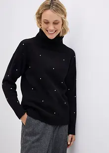 Rollkragenpullover mit Strasssteinen, bonprix Rollkragenpullover mit Strasssteinen, bonprix