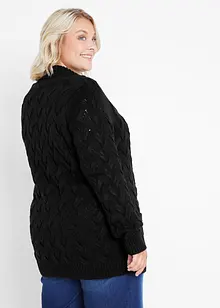 Longstrickjacke mit Schalkragen und Zopfmuster, bonprix Longstrickjacke mit Schalkragen und Zopfmuster, bonprix