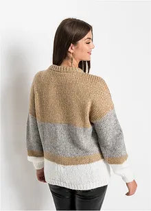 Gestreifter Oversize-Pullover mit Knöpfen, bonprix Gestreifter Oversize-Pullover mit Knöpfen, bonprix