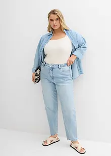 Jean mom cropped taille haute, peu extensible, bonprix Jean mom cropped taille haute, peu extensible, bonprix