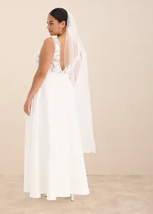 Robe de mariée en satin brillant avec application de fleurs, bonprix Robe de mariée en satin brillant avec application de fleurs, bonprix