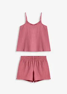Pyjashort en gaze de coton douce avec top à fines bretelles, bonprix Pyjashort en gaze de coton douce avec top à fines bretelles, bonprix