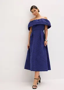Robe à encolure Bardot en jacquard brillant, bonprix Robe à encolure Bardot en jacquard brillant, bonprix