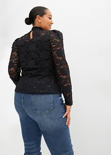 Figurbetontes Langarmshirt mit Spitze, bonprix Figurbetontes Langarmshirt mit Spitze, bonprix