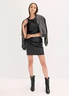 Robe courte enduite encolure Bardot, bonprix Robe courte enduite encolure Bardot, bonprix