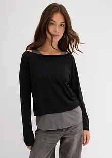 Top und Langarmshirt (2-tlg.Set) aus Jersey, bonprix Top und Langarmshirt (2-tlg.Set) aus Jersey, bonprix