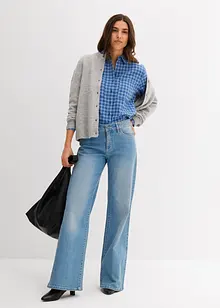 Karierte Hemdbluse aus reiner Baumwolle, bonprix Karierte Hemdbluse aus reiner Baumwolle, bonprix