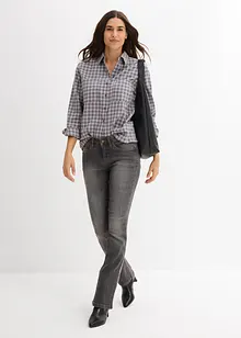 Karierte Hemdbluse aus reiner Baumwolle, bonprix Karierte Hemdbluse aus reiner Baumwolle, bonprix