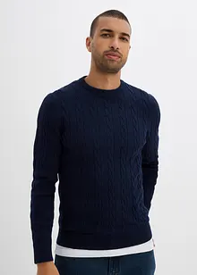 Feinstrickpullover mit Zopfmuster, Slim Fit, bonprix Feinstrickpullover mit Zopfmuster, Slim Fit, bonprix