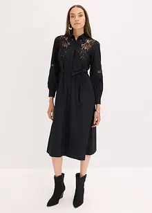 Robe midi en coton avec empiècement dentelle, bonprix Robe midi en coton avec empiècement dentelle, bonprix