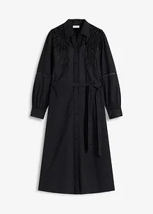 Robe midi en coton avec empiècement dentelle, bonprix Robe midi en coton avec empiècement dentelle, bonprix