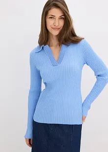 Pull en fine maille à col polo contrastant, bonprix Pull en fine maille à col polo contrastant, bonprix