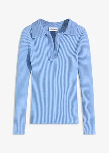 Pull en fine maille à col polo contrastant, bonprix Pull en fine maille à col polo contrastant, bonprix